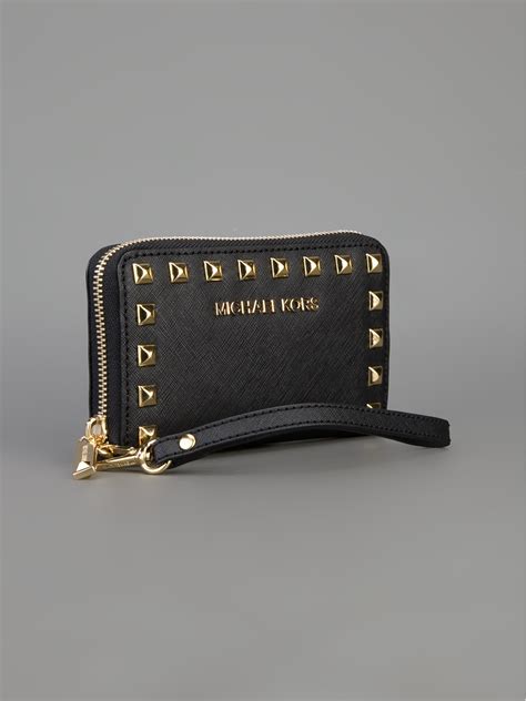 michael kors studded wallet black|Michael Kors black wallet sale.